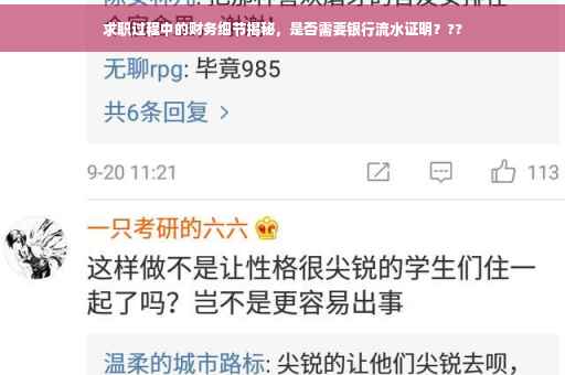 求职过程中的财务细节揭秘，是否需要银行流水证明？??