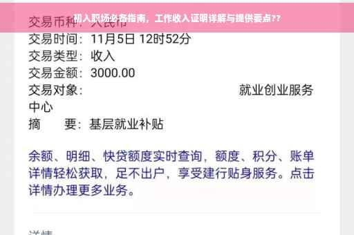 初入职场必备指南，工作收入证明详解与提供要点??