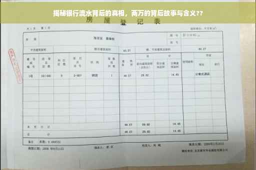 揭秘银行流水背后的真相，两万的背后故事与含义??