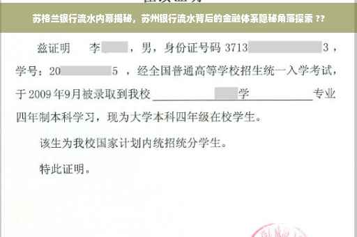 苏格兰银行流水内幕揭秘，苏州银行流水背后的金融体系隐秘角落探索 ??