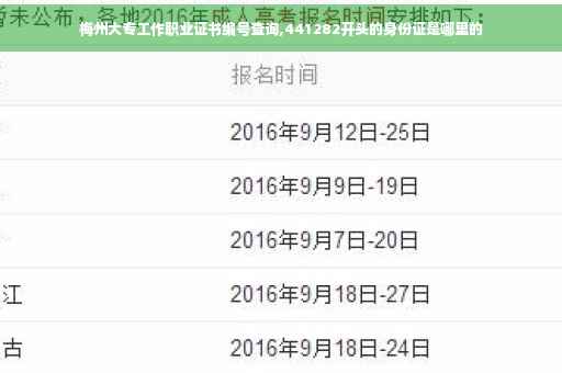 梅州大专工作职业证书编号查询,441282开头的身份证是哪里的