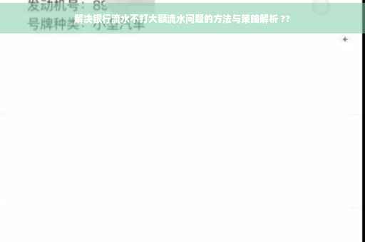 解决银行流水不打大额流水问题的方法与策略解析 ??