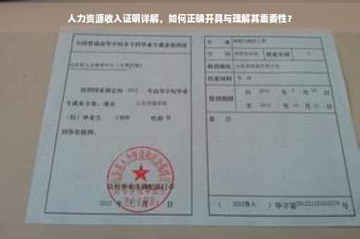 人力资源收入证明详解，如何正确开具与理解其重要性？