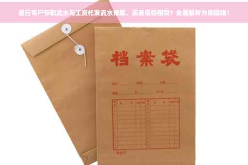 银行专户存取流水与工资代发流水详解，两者是否相同？全面解析为您揭晓！