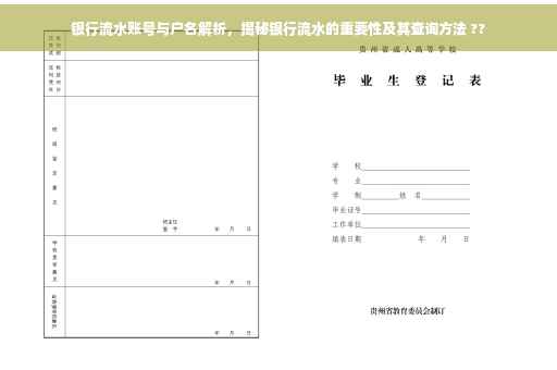 银行流水账号与户名解析，揭秘银行流水的重要性及其查询方法 ??
