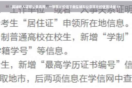 揭秘收入证明公章真相，一张图片价值千金探秘与公章图片的使用场景 ??