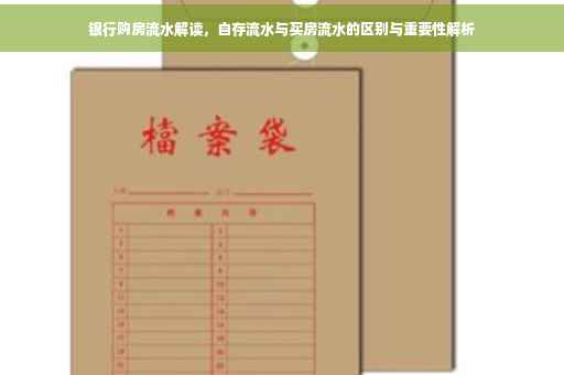 银行购房流水解读，自存流水与买房流水的区别与重要性解析