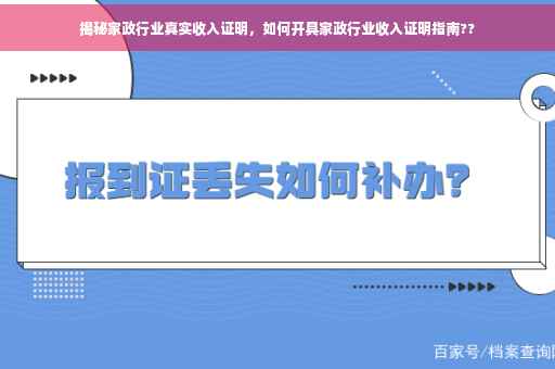 揭秘家政行业真实收入证明，如何开具家政行业收入证明指南??