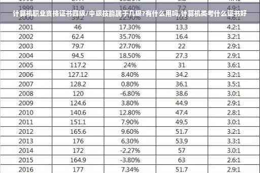 计算机职业资格证书四级/中级技能属于几级?有什么用吗,计算机类考什么证书好