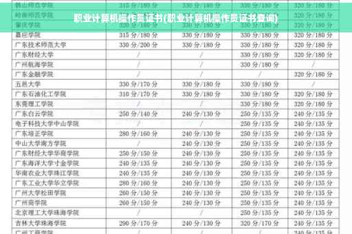 职业计算机操作员证书(职业计算机操作员证书查询)