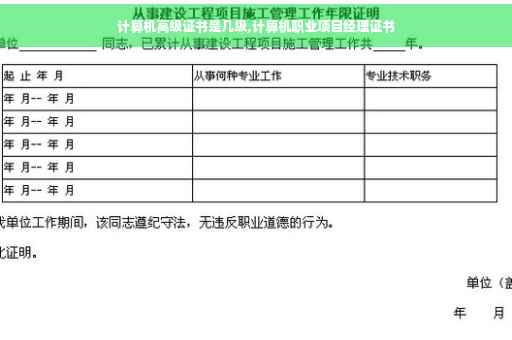 计算机高级证书是几级,计算机职业项目经理证书